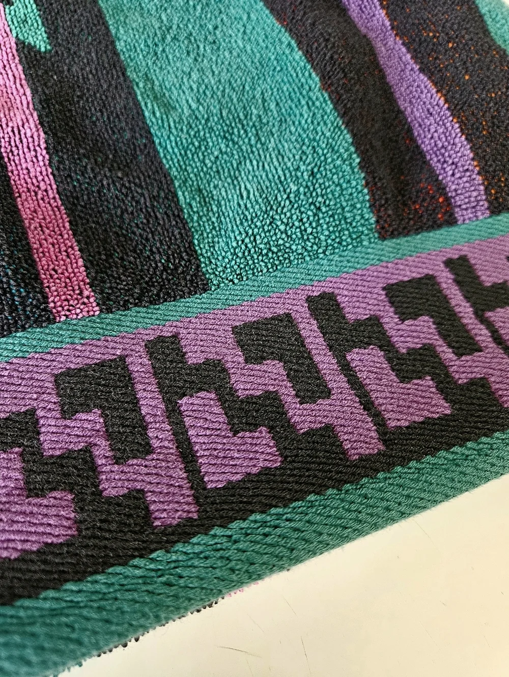 VINTAGE Royal Terry Colorful Southwestern Aztec Beach Bath Towels 80s 90s